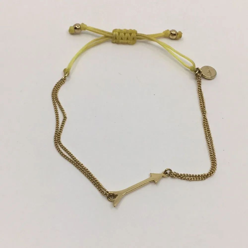 Stella & Dot Arrow Wishing Corded Gold Tone Adjustable Bracelet